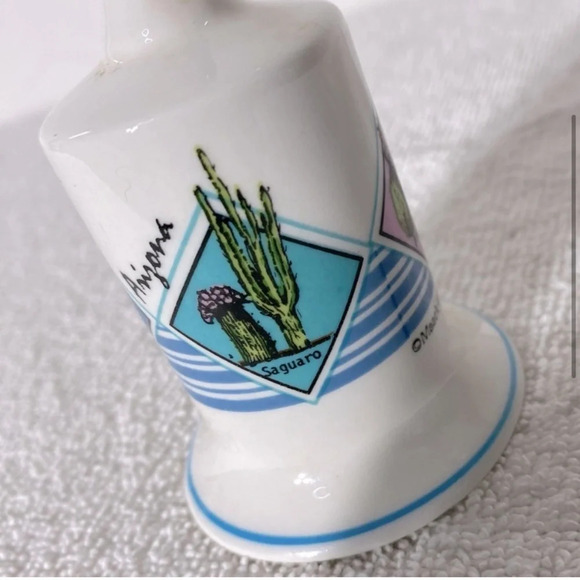 Vintage White  Blue Arizona Ceramic Souvenir Bell - Picture 4 of 14
